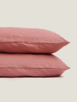 100% Linen Pillowcase Set (of two) in Vintage Pink