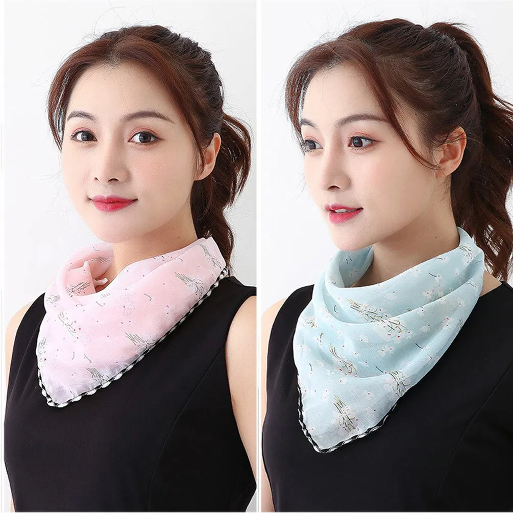 2 Pack of Women Sunscreen Chiffon Scarf Neck Gaiter Lightweight UV Protection Bandana Balaclava