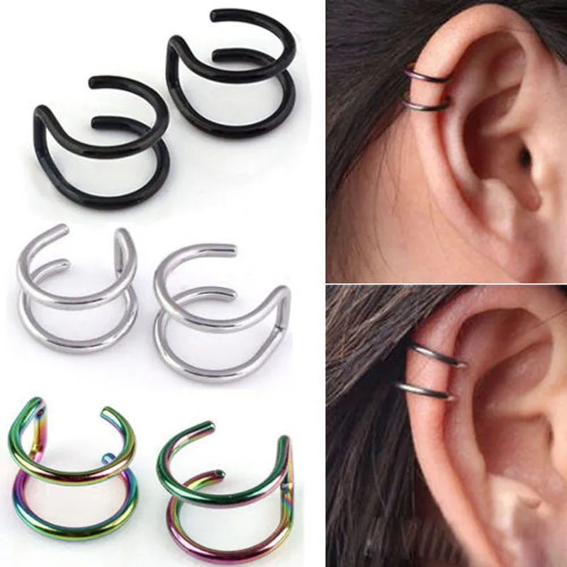 2 Pcs/set Punk Simple Ear Clip Cuff Wrap Earrings For Women Fashion Jewelry Clip-on Earrings Non-piercing Ear Cuff Eardrop