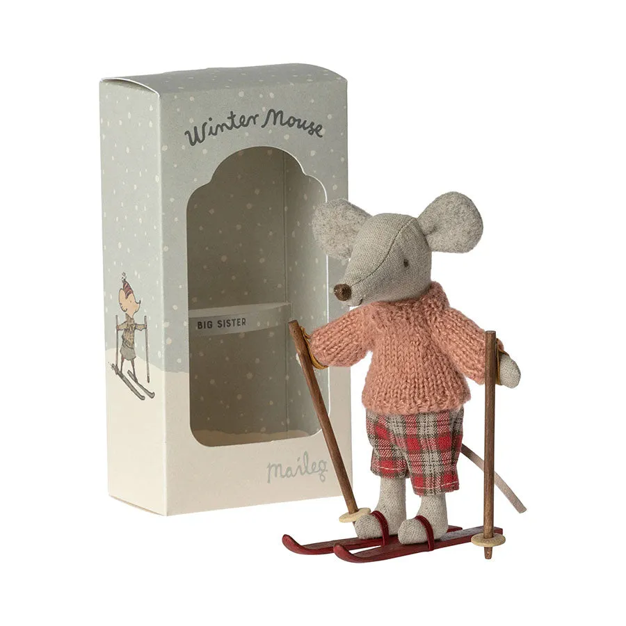 2023 Maileg Big Sister Winter Mouse with Ski Set