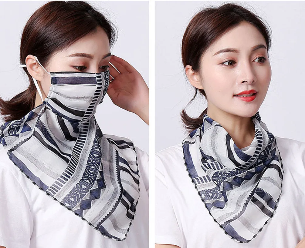 2pcs Dustproof Triangle Scarf Neck Gaiter Breathable Collar Bandana Balaclava for Women