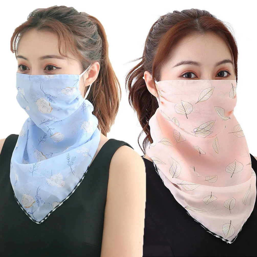 2pcs Dustproof Triangle Scarf Neck Gaiter Breathable Collar Bandana Balaclava for Women