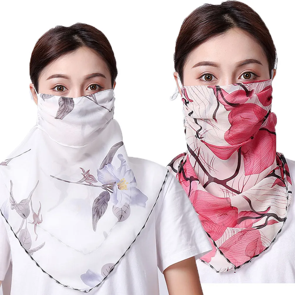 2pcs Dustproof Triangle Scarf Neck Gaiter Breathable Collar Bandana Balaclava for Women