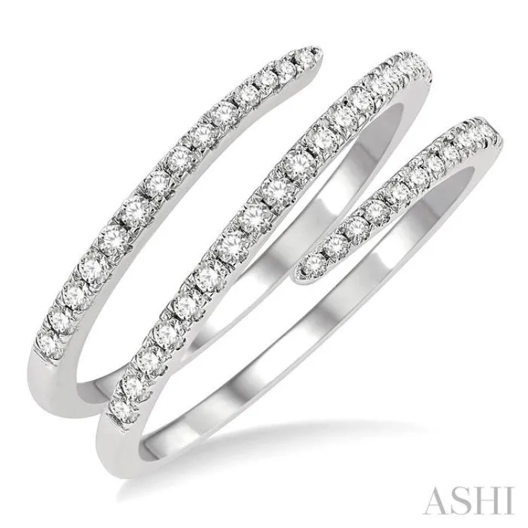 3/8 ctw Open End Round Cut Diamond Fashion Wrap Ring in 14K White Gold