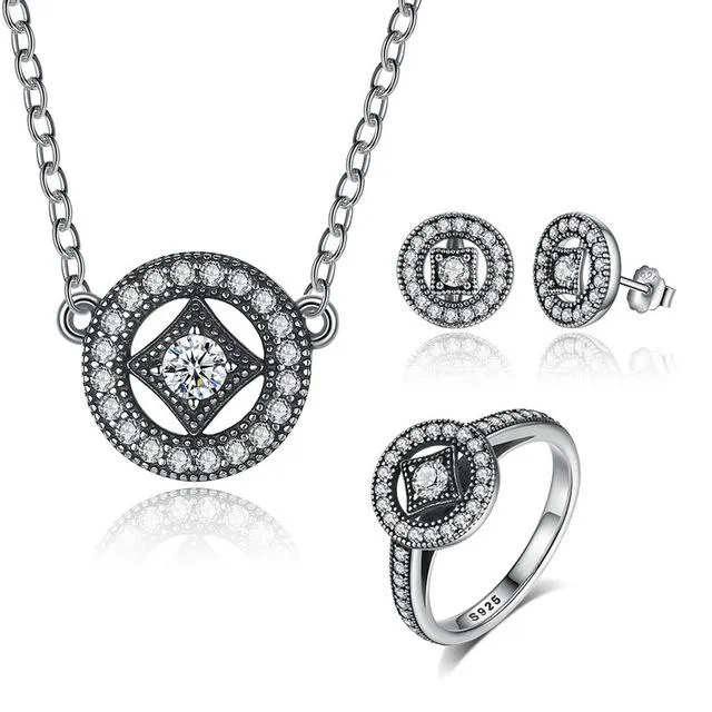 925 Sterling Silver Classic Vintage Allure Jewelry Set