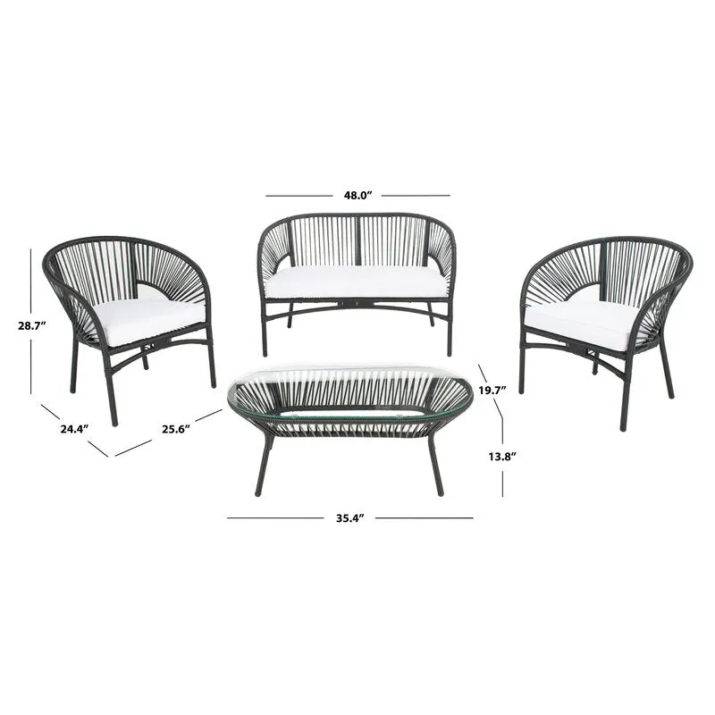 Amedea Outdoor Sofa Set 2 Seater , 2 Single seater and 1 Center Table (Black   White)