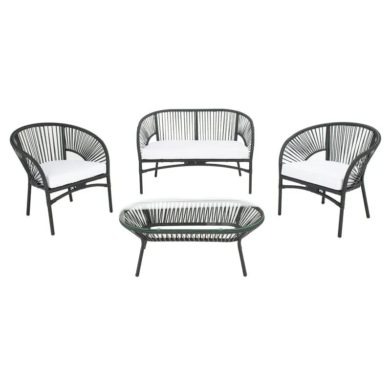 Amedea Outdoor Sofa Set 2 Seater , 2 Single seater and 1 Center Table (Black   White)