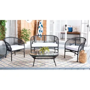 Amedea Outdoor Sofa Set 2 Seater , 2 Single seater and 1 Center Table (Black   White)