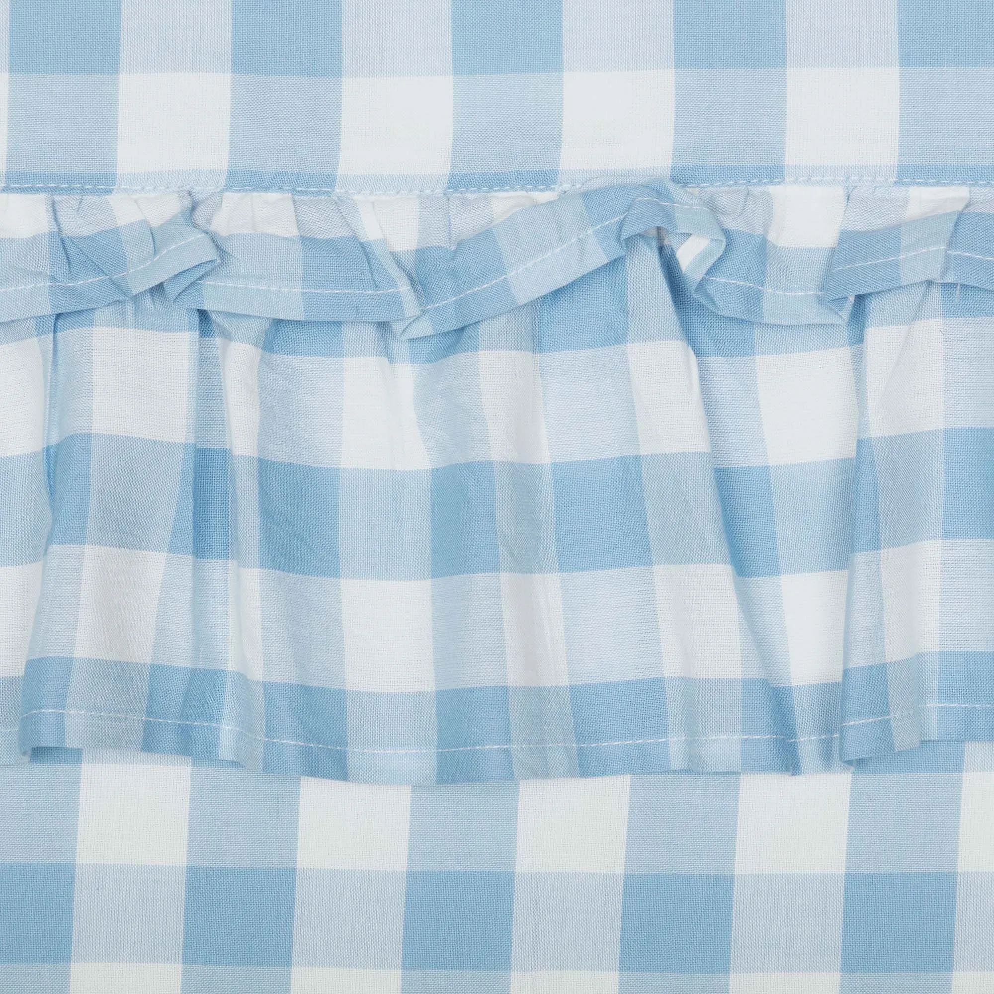 Annie Buffalo Blue Check Ruffled Prairie Short Panel Set of 2 63x36x18