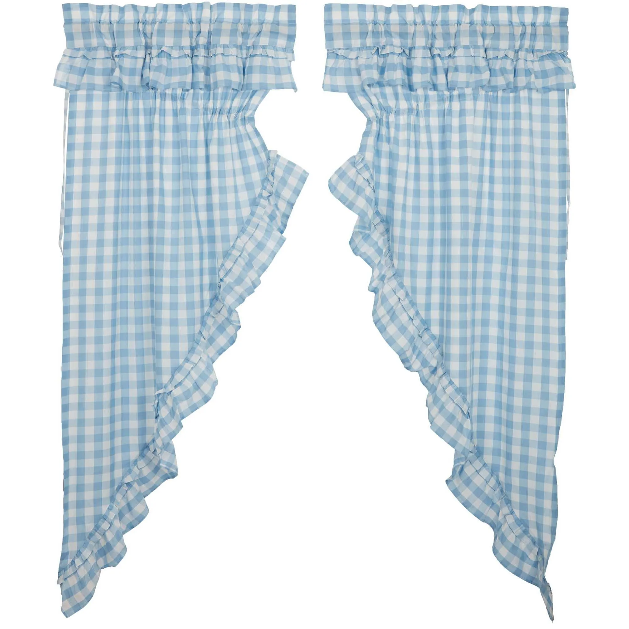 Annie Buffalo Blue Check Ruffled Prairie Short Panel Set of 2 63x36x18