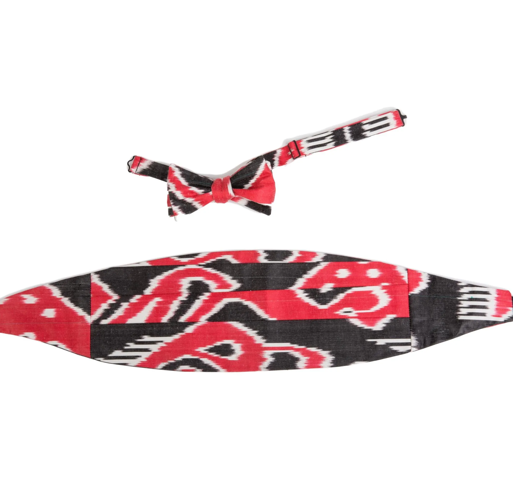 Athens Silk Ikat Cummerbund - Black, Red