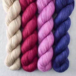 Aubergine, Coastal Fog, Dark Pleiades, Flowers - Yummy 2-Ply Quartet