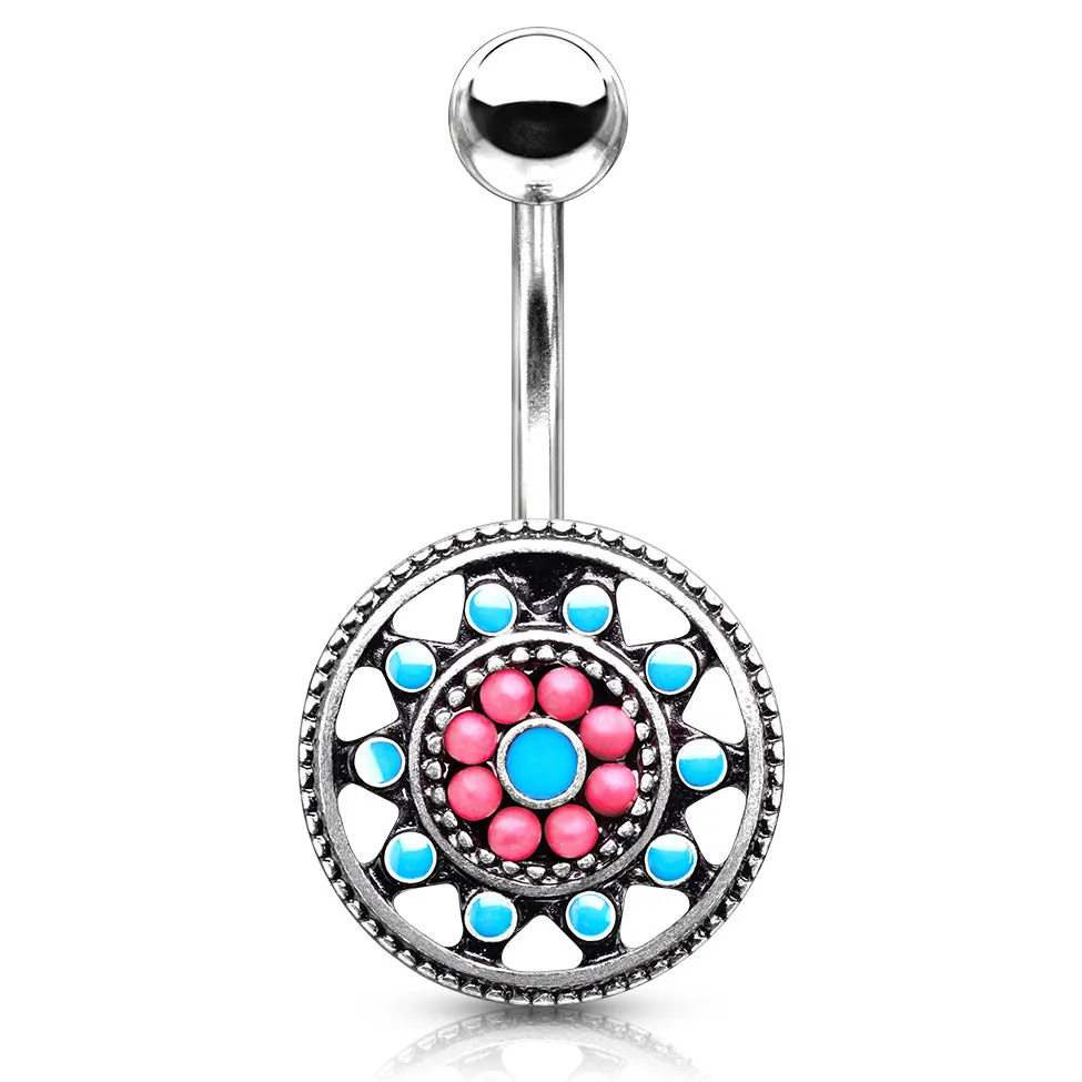 Aztec Sun Wheel Belly Bar