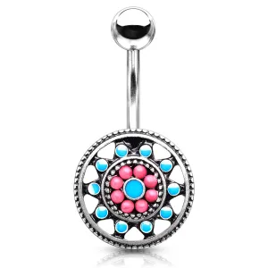 Aztec Sun Wheel Belly Bar