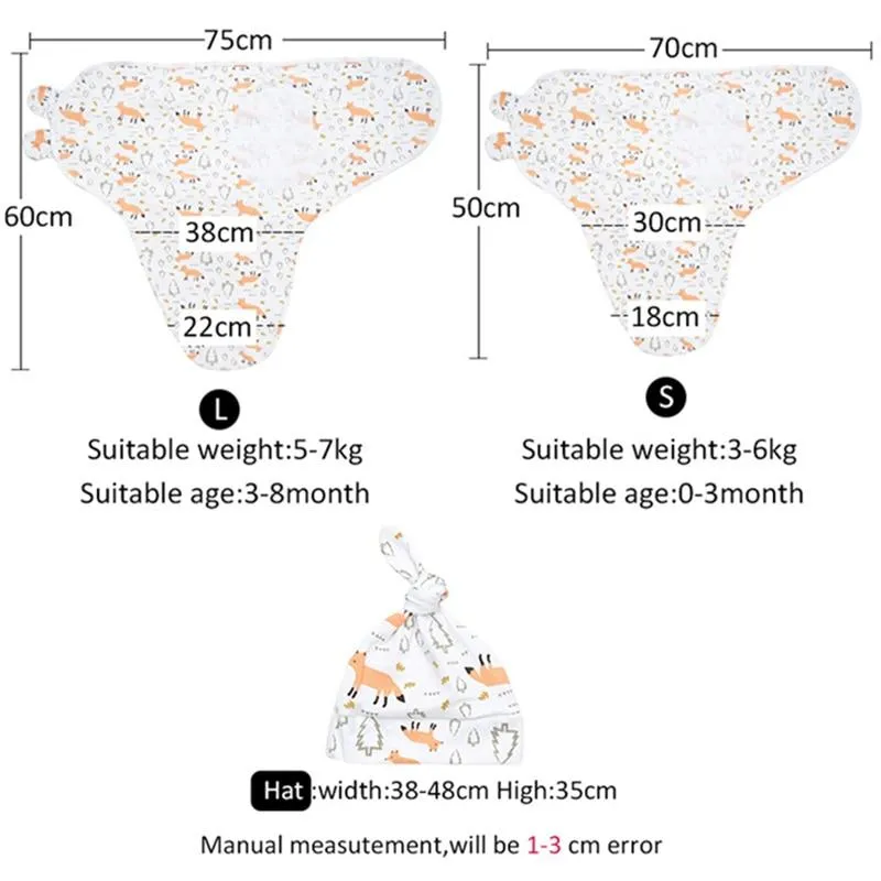 Baby Cotton Cocoon Swaddle Blanket  Cap Sleeping Sack Bedding