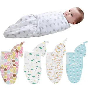 Baby Cotton Cocoon Swaddle Blanket  Cap Sleeping Sack Bedding