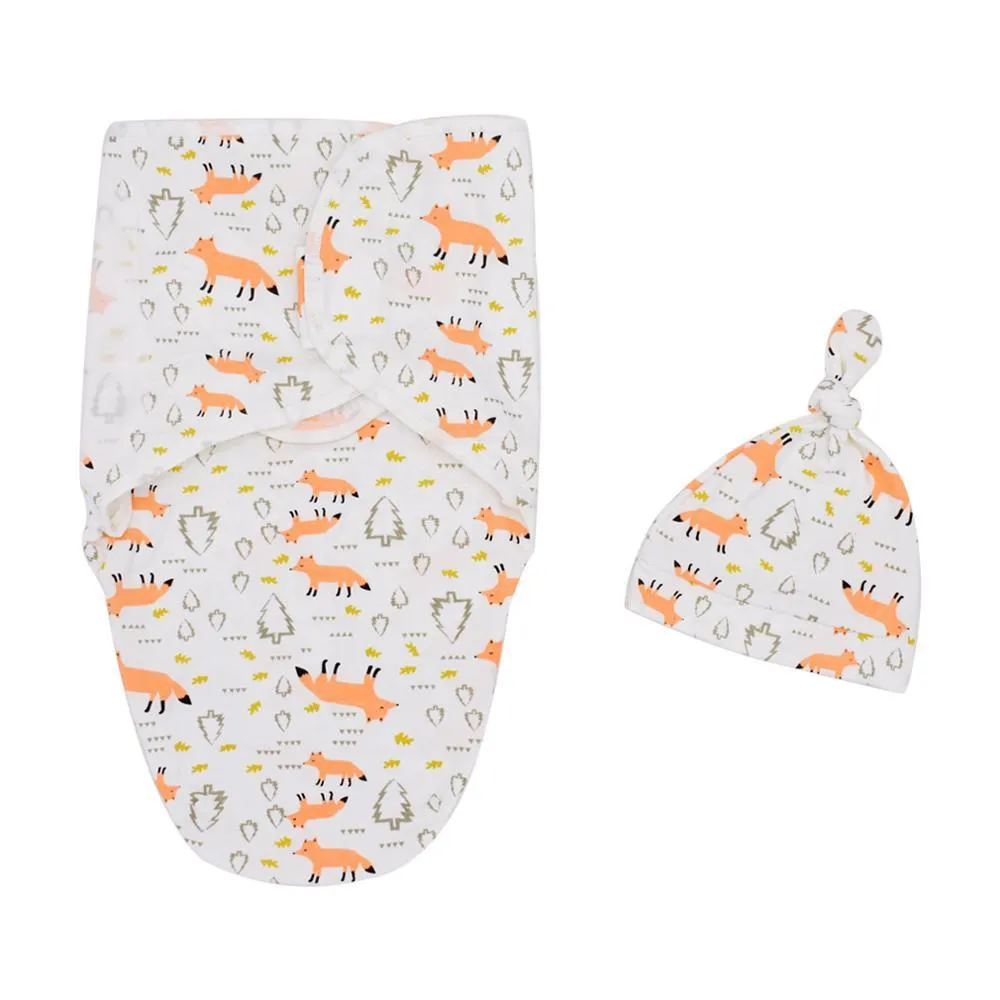 Baby Cotton Cocoon Swaddle Blanket  Cap Sleeping Sack Bedding