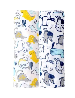 Baby Swaddle Wrap Combo- Dino Forest & Cute Puppy