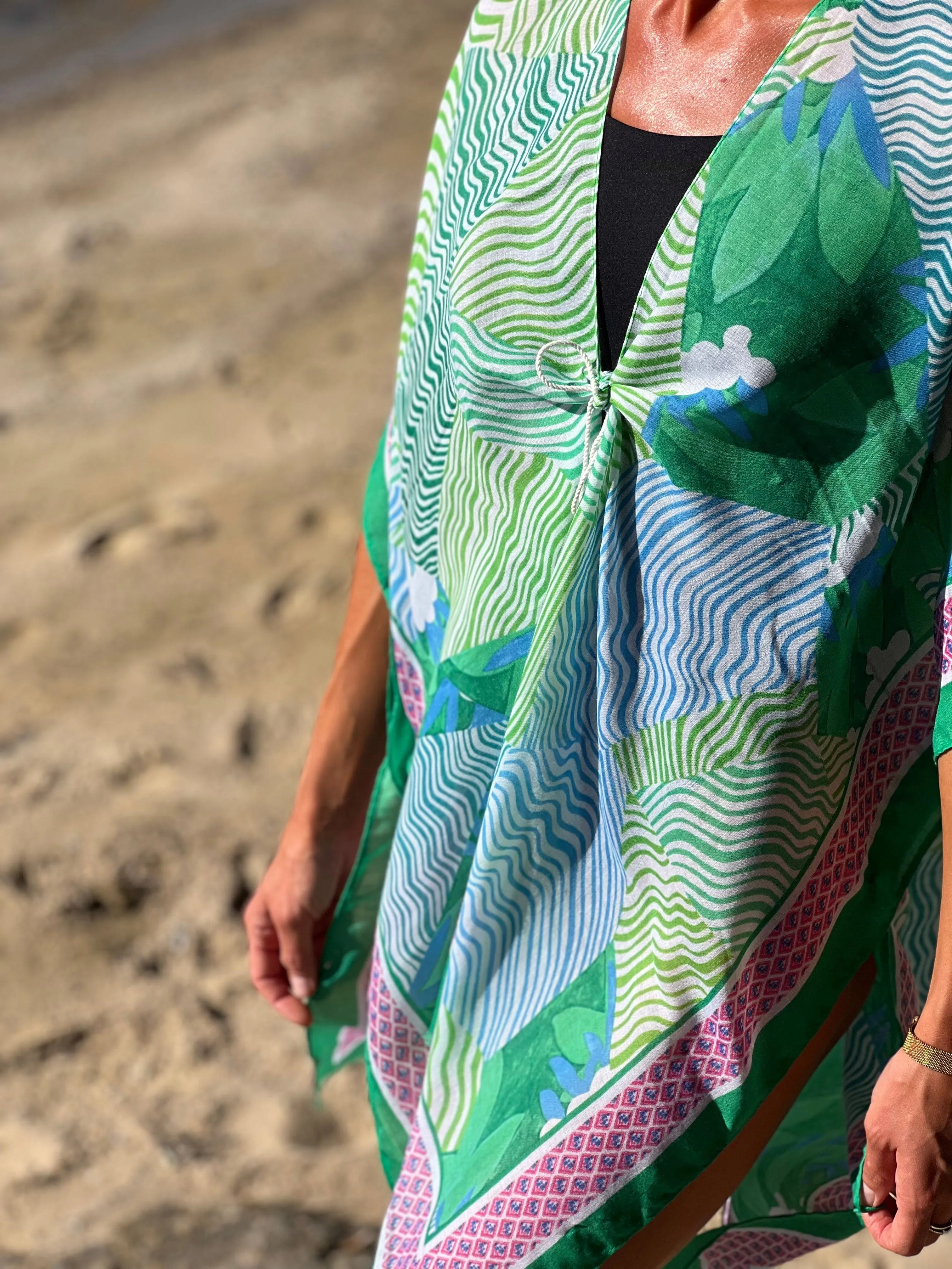 Beach Kimono and Bucket Hat Combo - Green