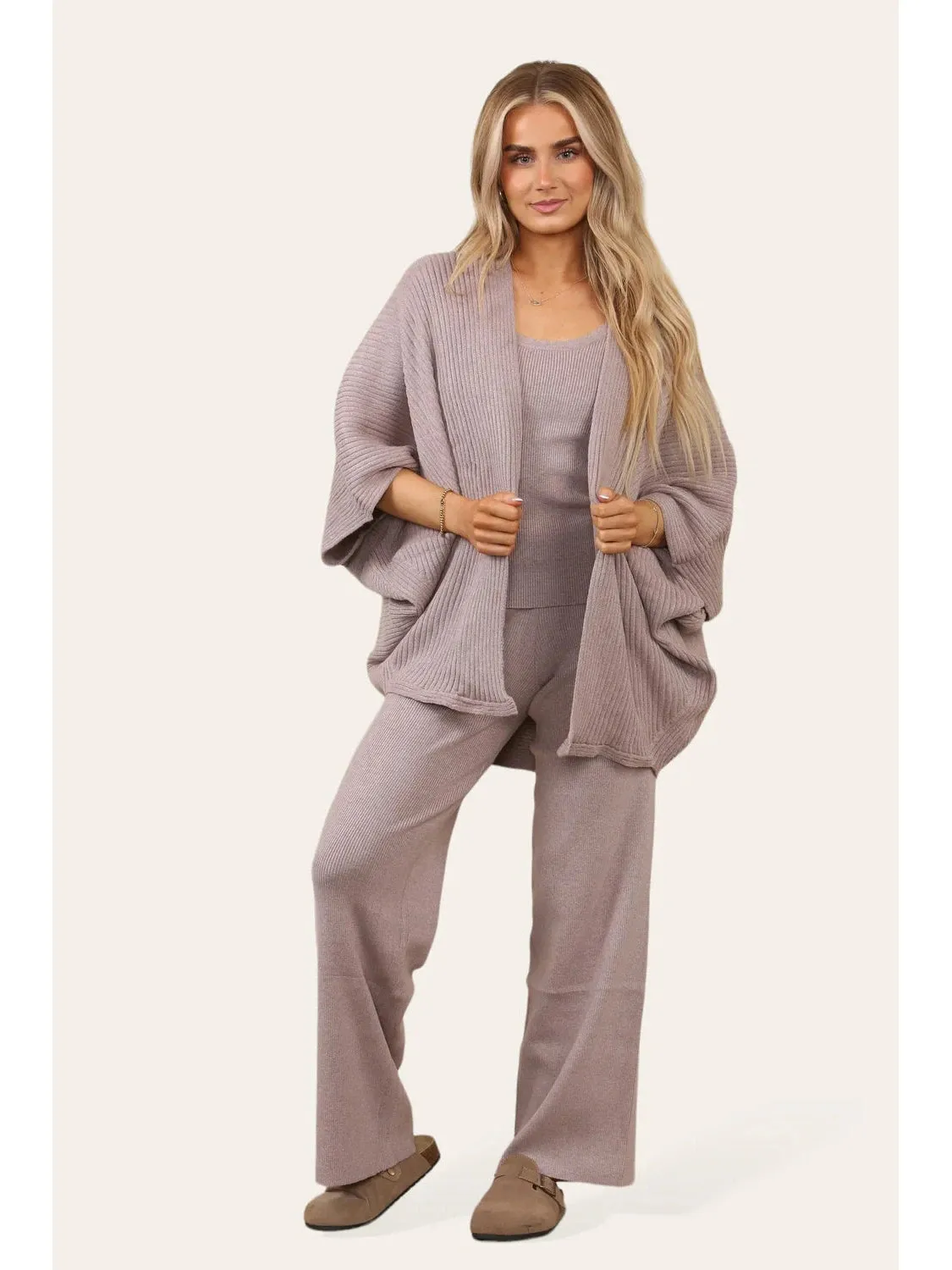 Beau Women's 3 Piece Soft Knit Loungewear Set