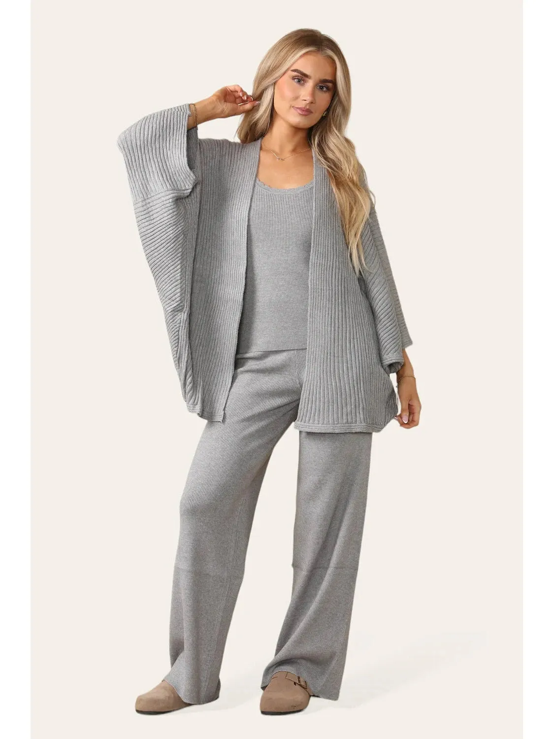 Beau Women's 3 Piece Soft Knit Loungewear Set