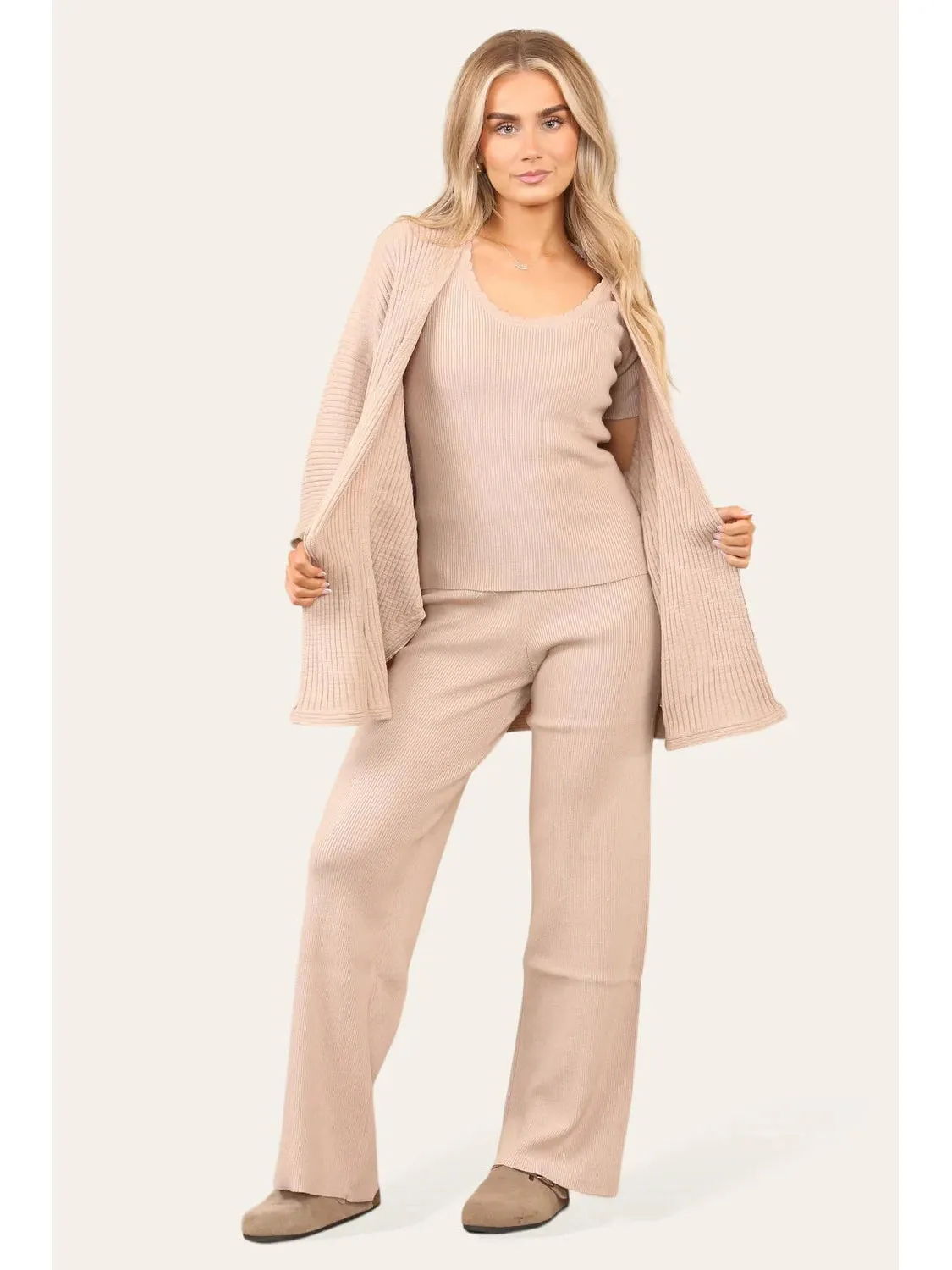 Beau Women's 3 Piece Soft Knit Loungewear Set