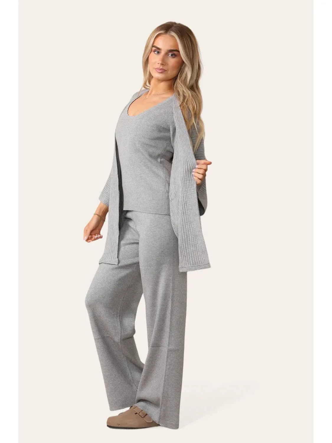 Beau Women's 3 Piece Soft Knit Loungewear Set