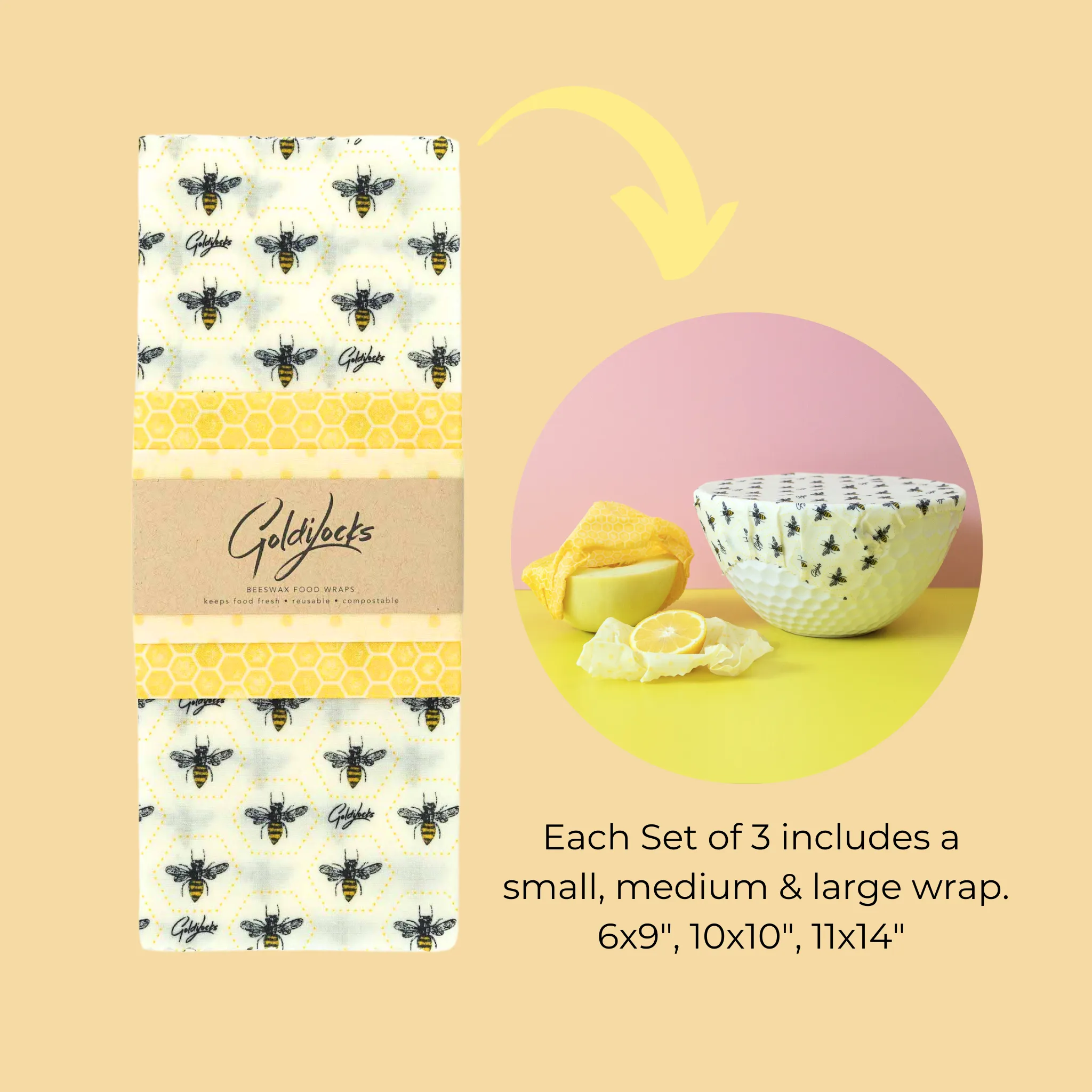 Beeswax Food Wraps: Spring Floral Set of 3