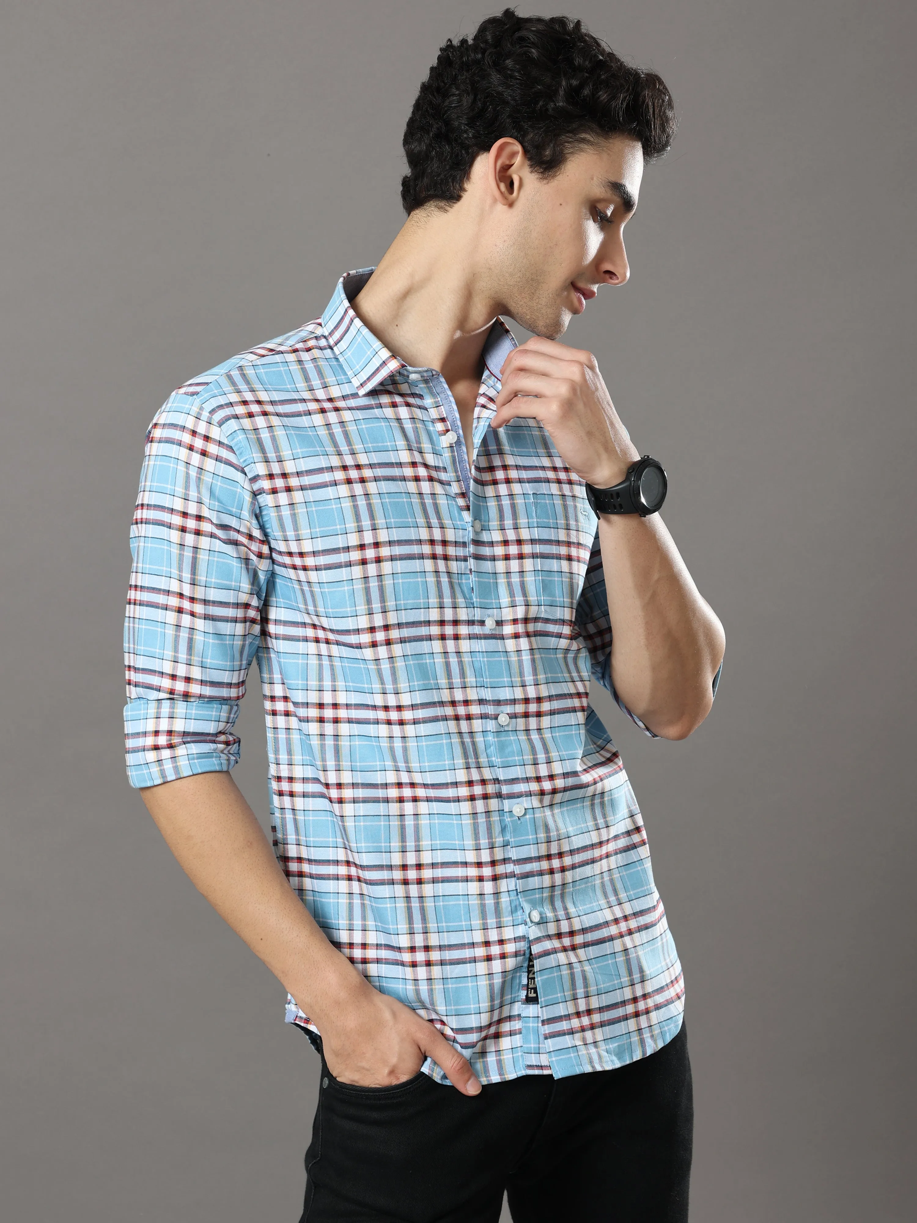 Blue And Red Checks Shirt