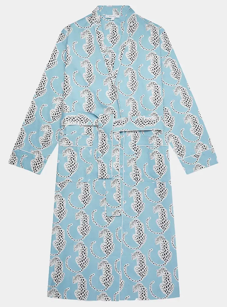 Blue Leopards Organic Cotton Robe