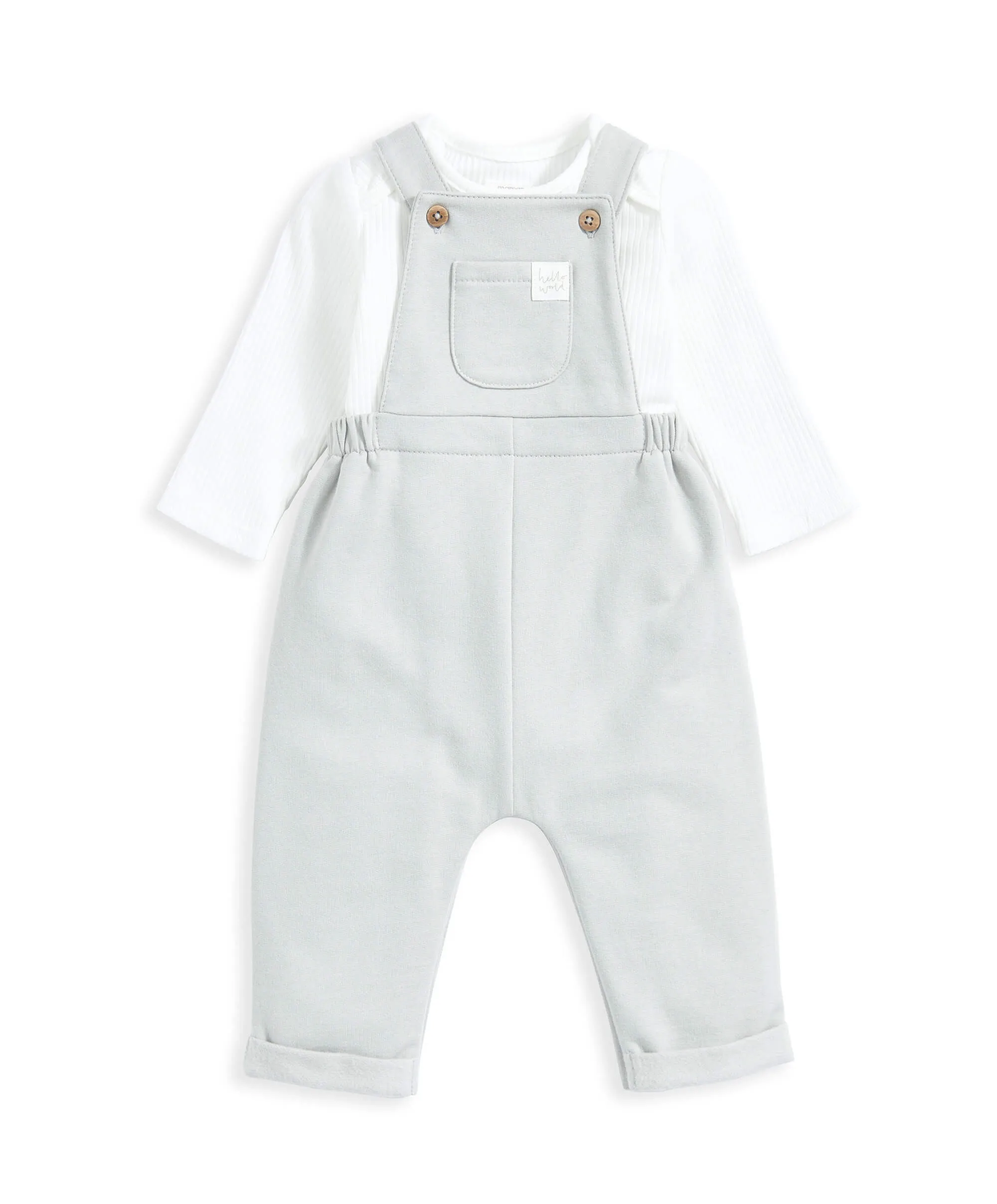 Bodysuit & Jersey Dungarees Outfit Set - Green