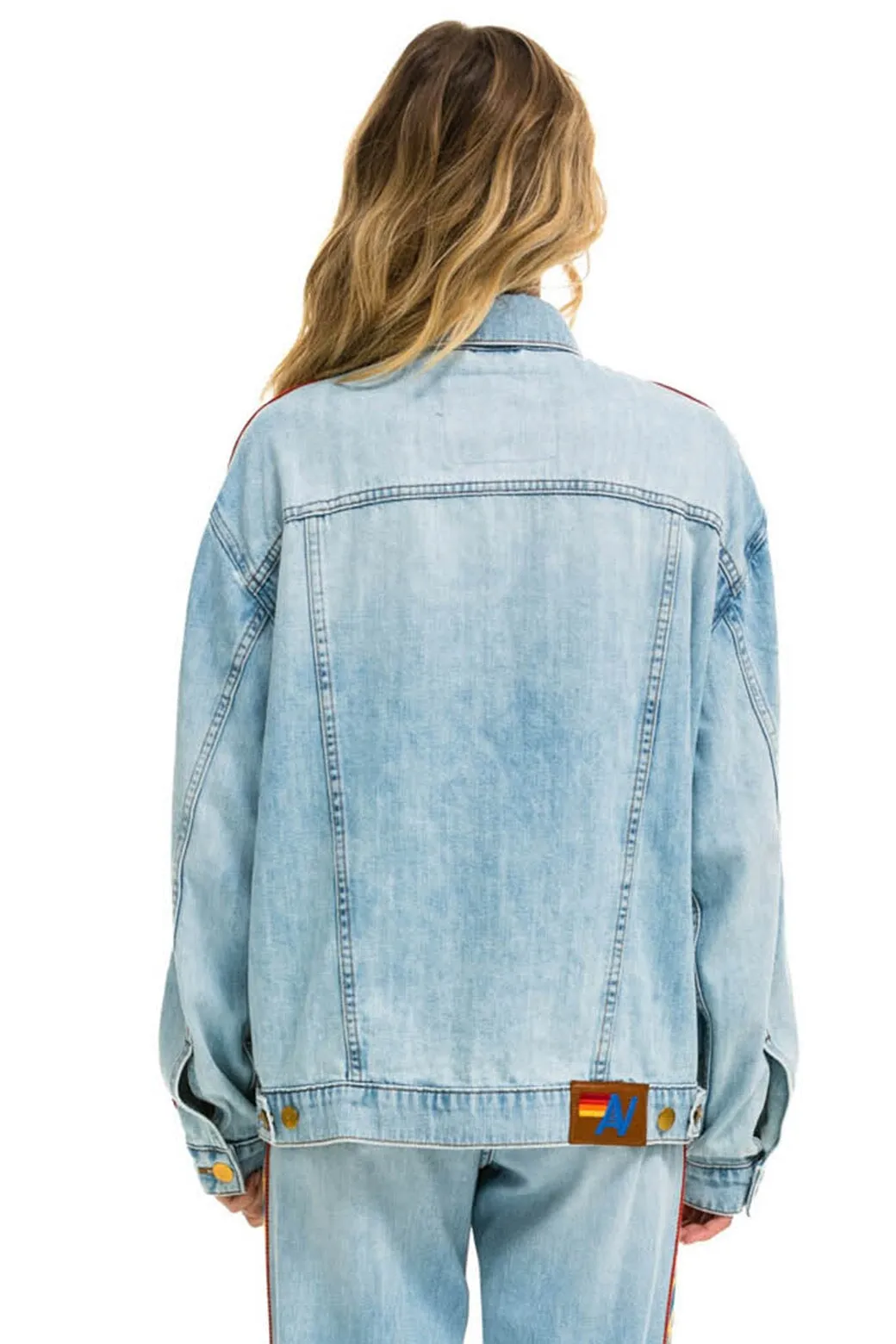 BOLT STRIPE OVERSIZED CONCERT DENIM JACKET - SUPER LIGHT