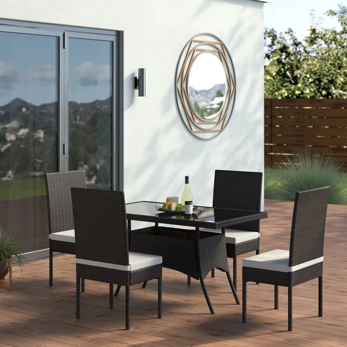 Bonucci Outdoor Patio Dining Set 4 Chairs and 1 Table (Dark Brown)