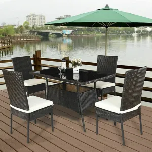 Bonucci Outdoor Patio Dining Set 4 Chairs and 1 Table (Dark Brown)