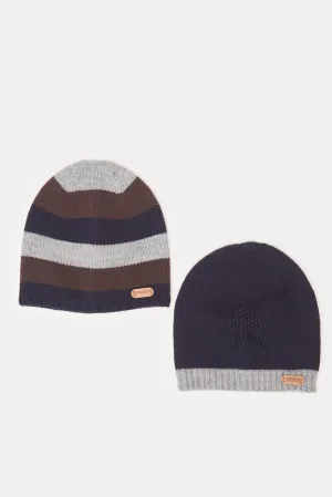 Boys Assorted Knitted Cap Set (2 Piece)