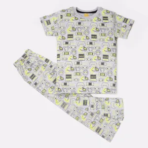 Boys Knitted Night Wear Gamer - H.grey