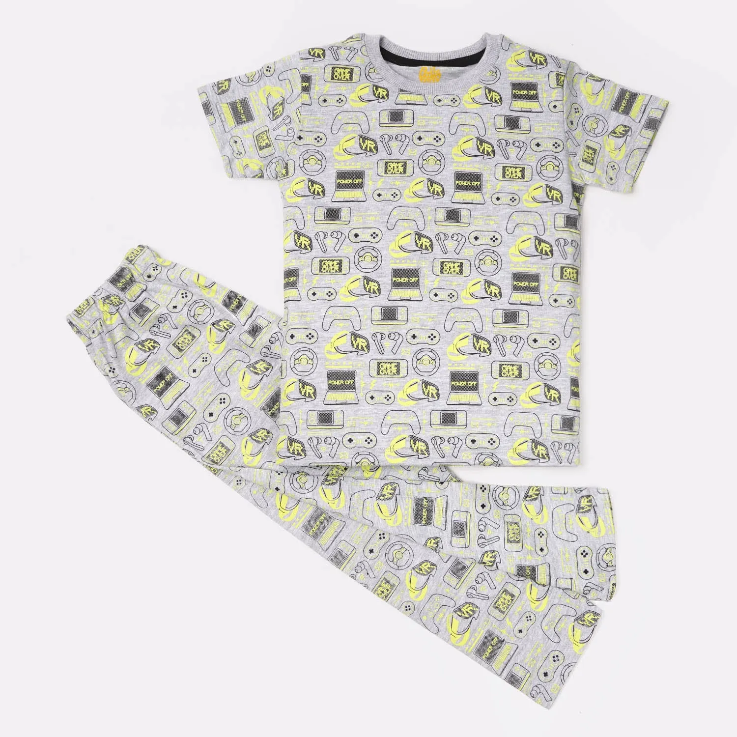 Boys Knitted Night Wear Gamer - H.grey