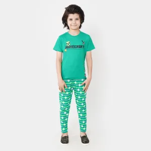 Boys Knitted Night Wear Suit- Holly Green