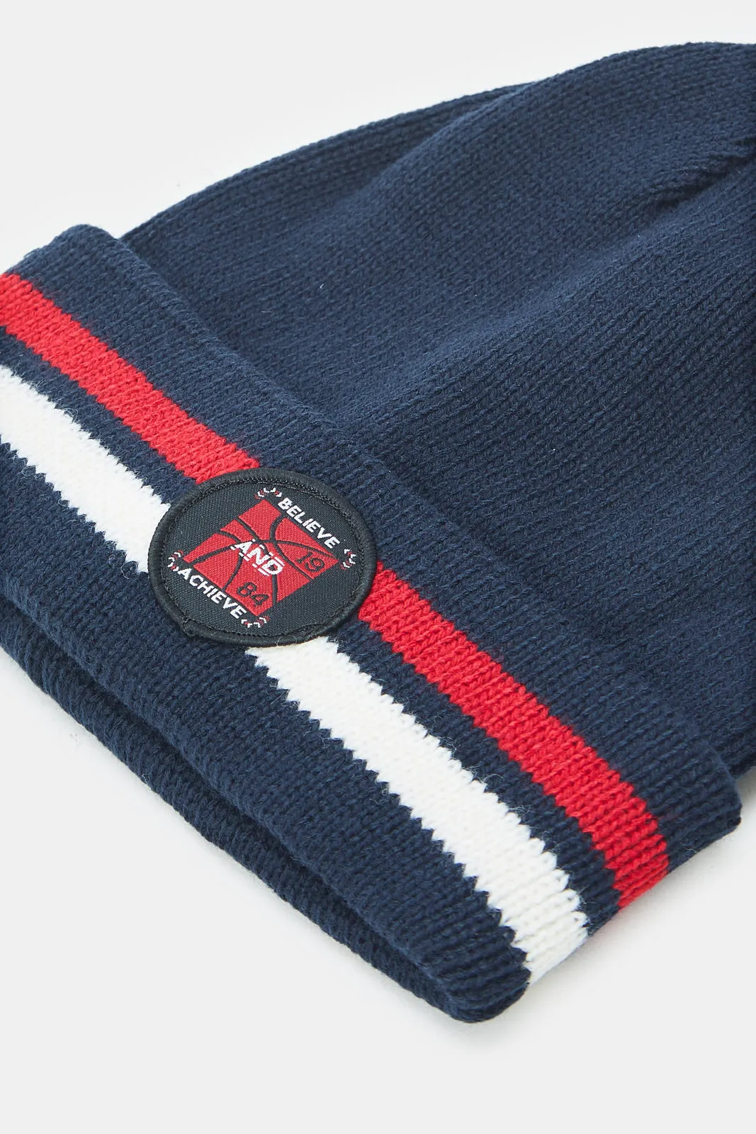 Boys Navy Stripe Knitted Cap