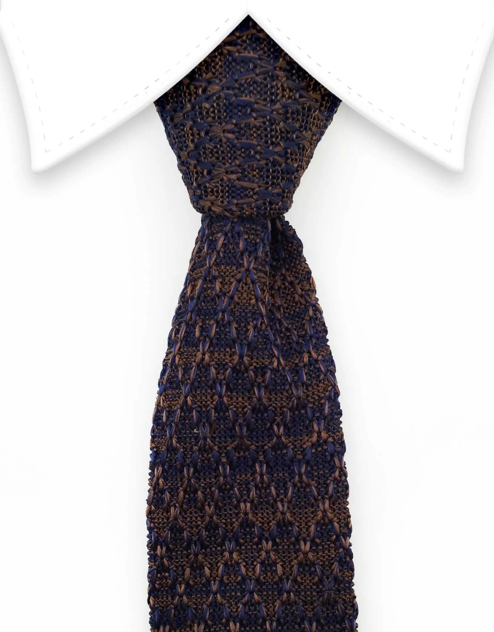 Brown & Indigo Knitted Tie