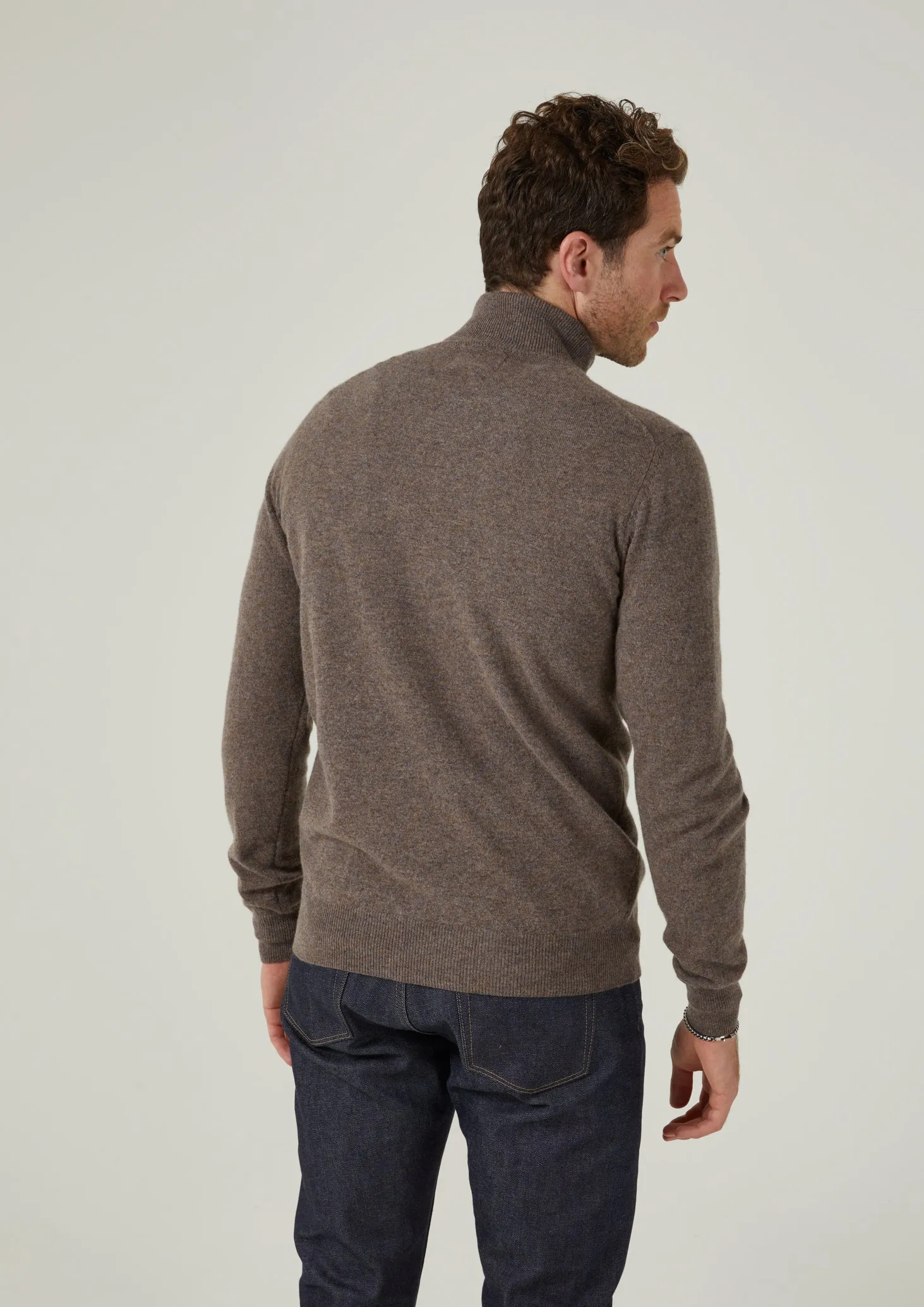 Bunbury Geelong Wool Roll Neck Jumper in Teak - Regular Fit