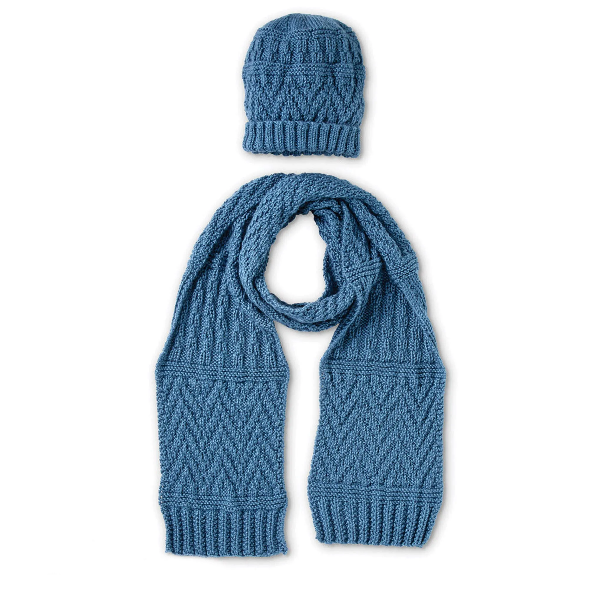 Caron Guernsey Textures Knit Hat And Scarf