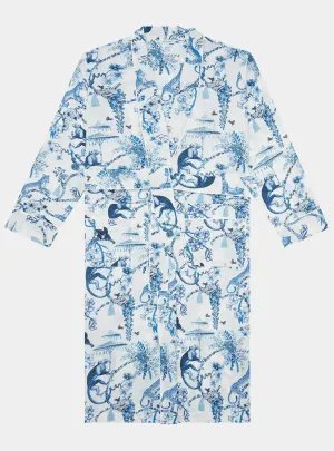 Chinoiserie Whimsy Organic Cotton Robe