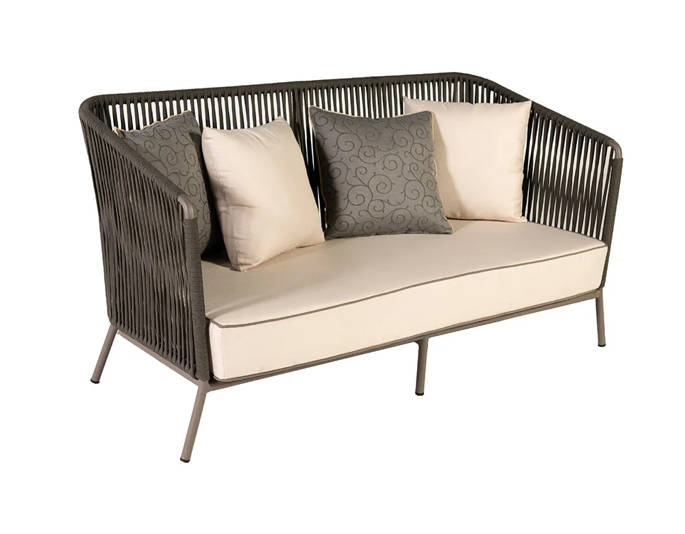 Ciro Outdoor Sofa Set 2 Seater , 2 Single seater and 1 Center Table (Dark Grey   Beige) Braided & Rope