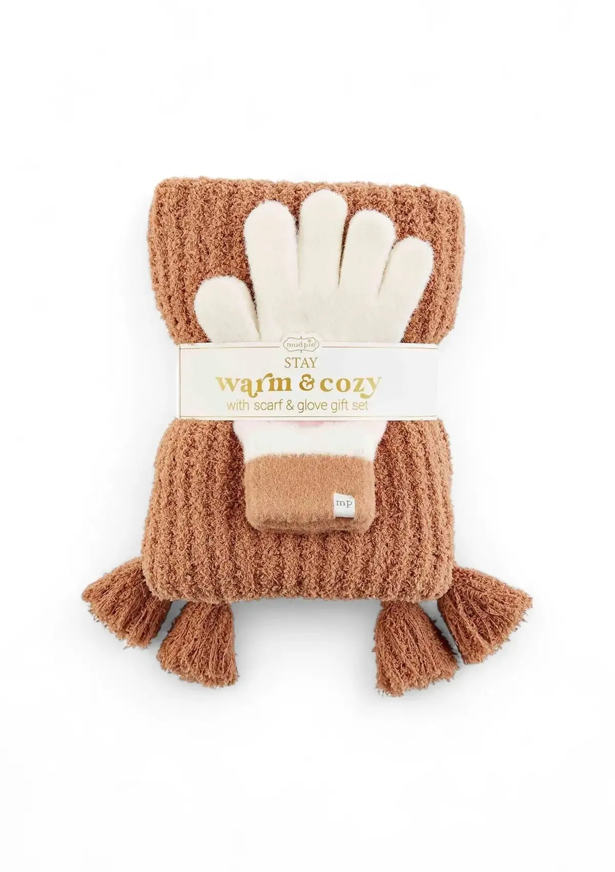 Colorblock Glove And Scarf - Camel