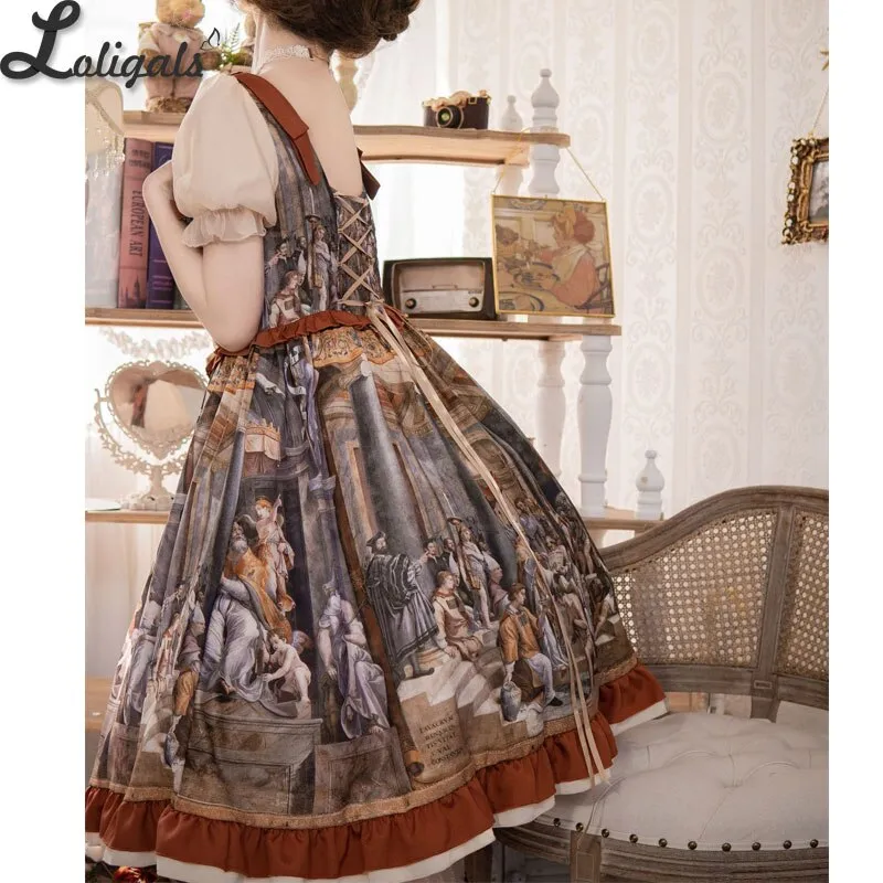 Constantine Painting ~ Royal Lolita Dress Elegant Short Sleeve Midi Party Dress by YLF