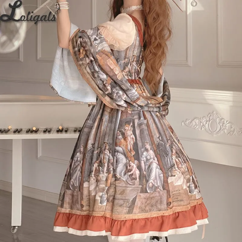 Constantine Painting ~ Royal Lolita Dress Elegant Short Sleeve Midi Party Dress by YLF