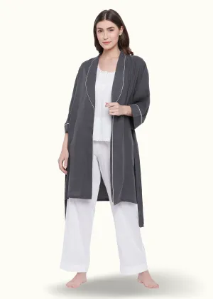 Cotton Melange Robe Top Pyjama Set of 3