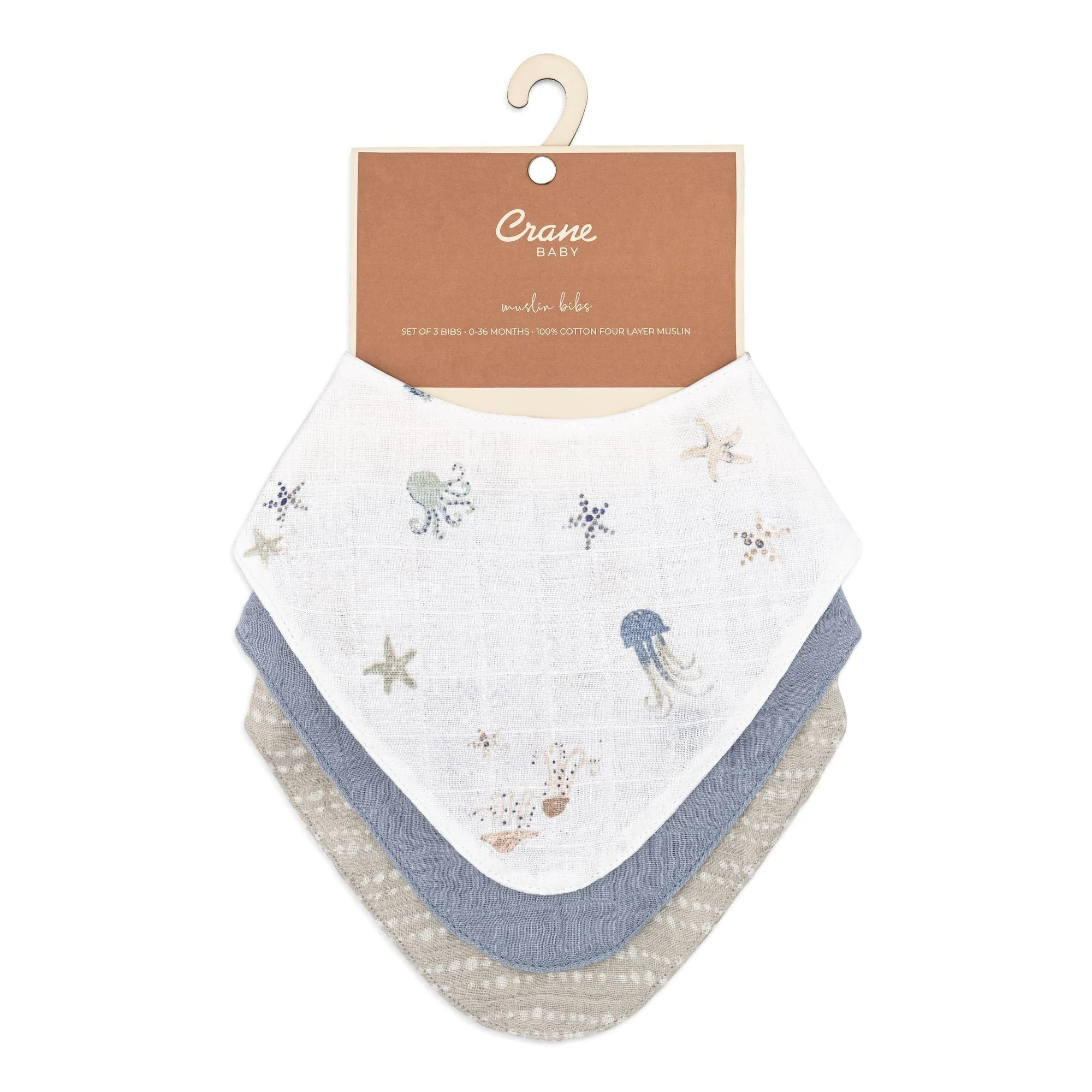 Crane Baby Cove 3-pc. Muslin Bib Set