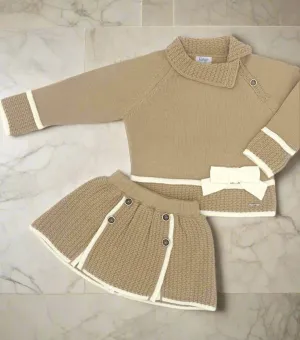 Cream and Camel Skirt Set